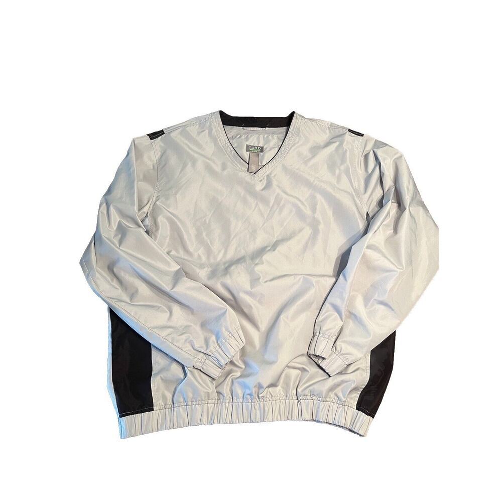 Izod X-Treme Function Golfwear Golf Pullover Windbreaker Men Size L Gray